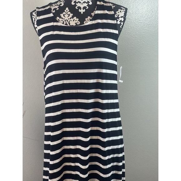 New Summer Boho Old Navy, Black And White Striped Sleeveless Tank Dress XL NWT​​ - Picture 2 of 10